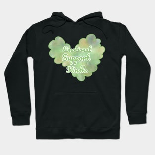 Emotional Support Kindle Green - Text On Fluff Heart Hoodie